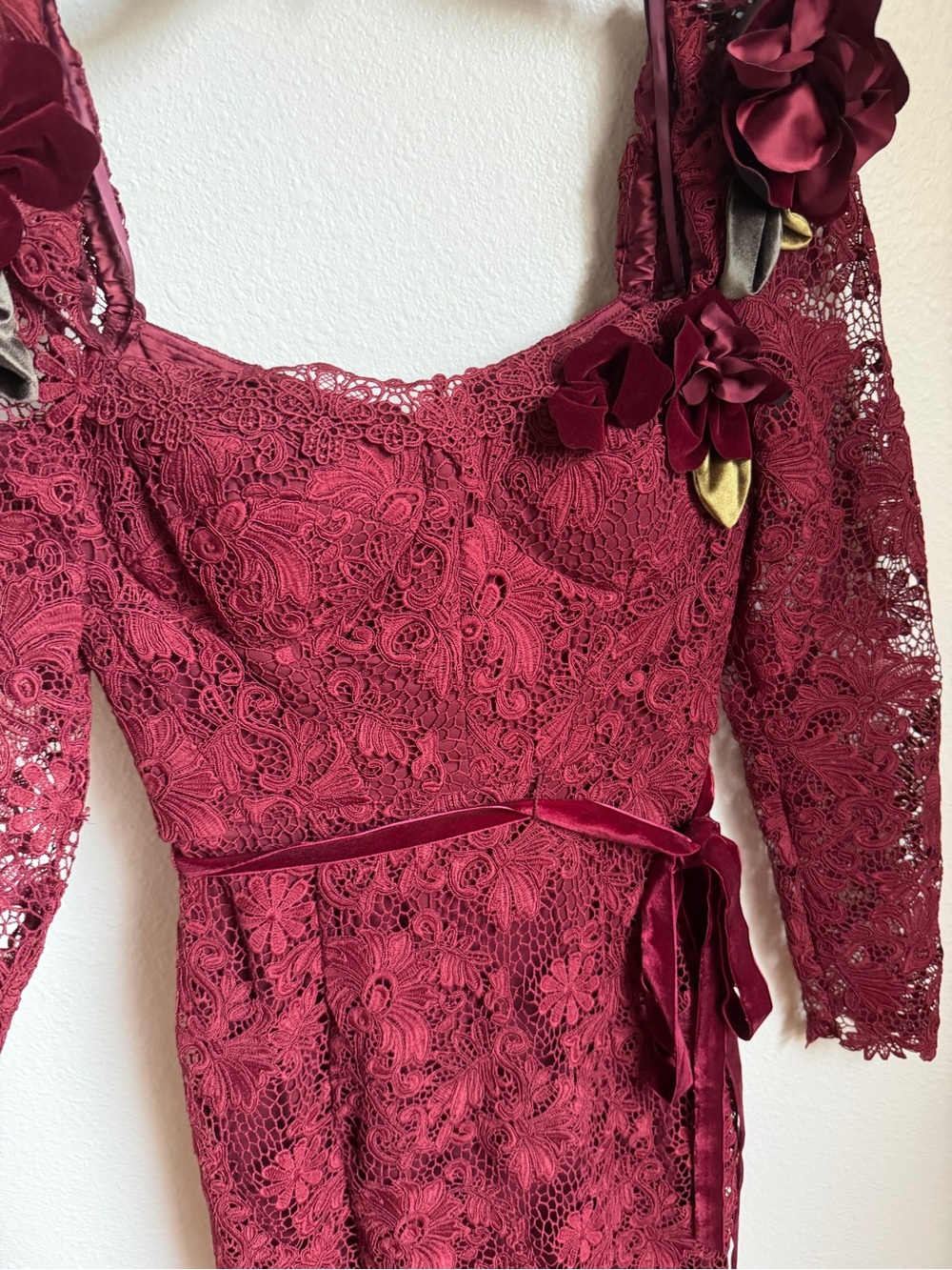 NWT Muse by Marchesa Cypress Corded Lace Floral Applique Sweetheart Maxi Dress - Picture 9 of 15